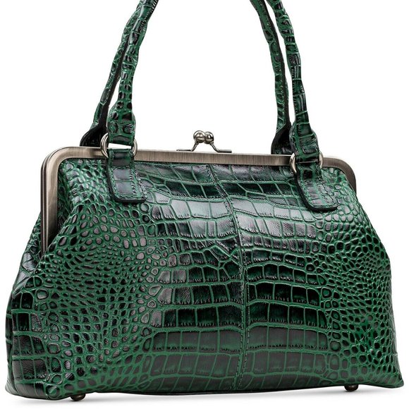 NWT Patricia Nash Green Crocodile print Leather Satchel Crossbody - Picture 5 of 6